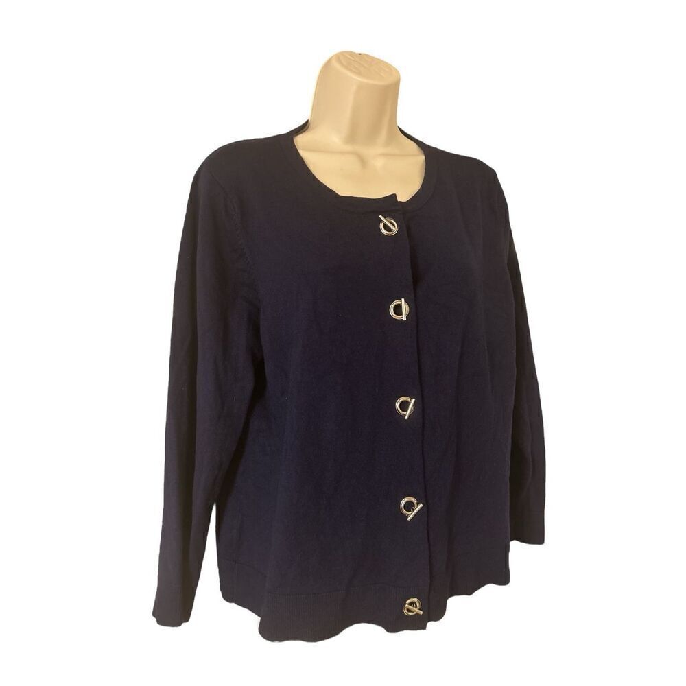 Philosophy Republic Sweater Women’s Size XL Cardigan Navy Silver Toggles - Picture 2 of 7